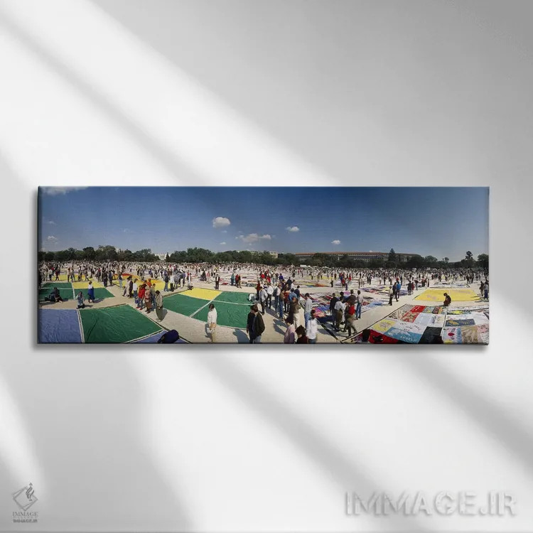 تابلو دکوراتیو USA,نمای زاویه بالا از نمایش لحاف ایدز، واشنگتن دی سی… اثر پانورامیک ایمجز - نمای روبهرو روی دیوار