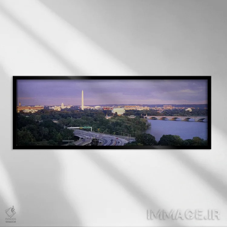 تابلو دکوراتیو Lincoln Memorial, Washington Monument, Capitol Building… اثر پانورامیک ایمجز - نمای قابدار مشکی
