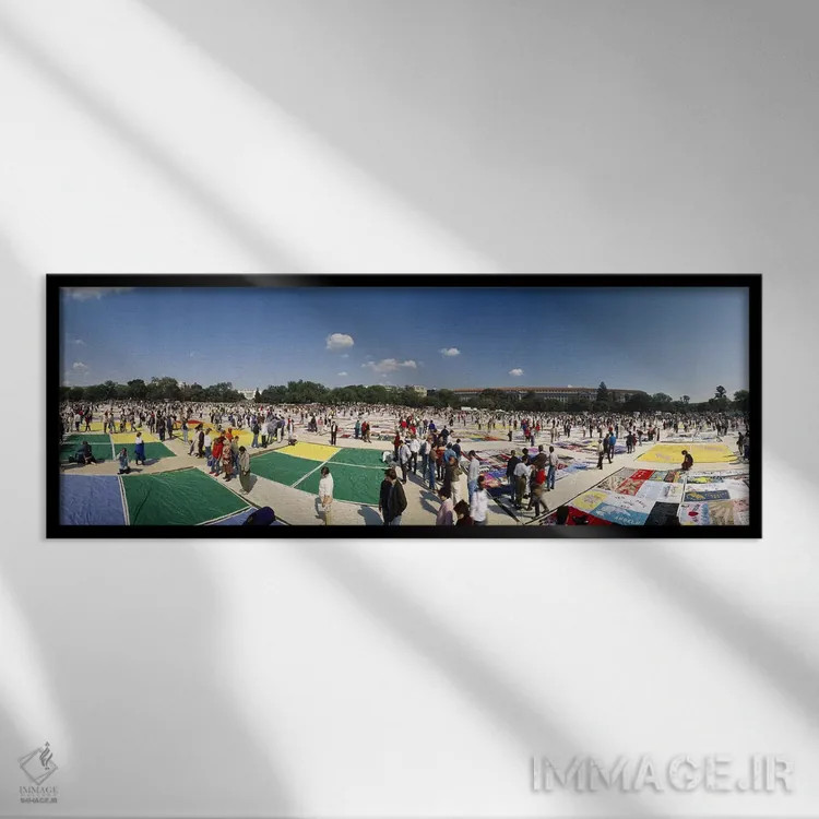 تابلو دکوراتیو USA,نمای زاویه بالا از نمایش لحاف ایدز، واشنگتن دی سی… اثر پانورامیک ایمجز - نمای قابدار مشکی