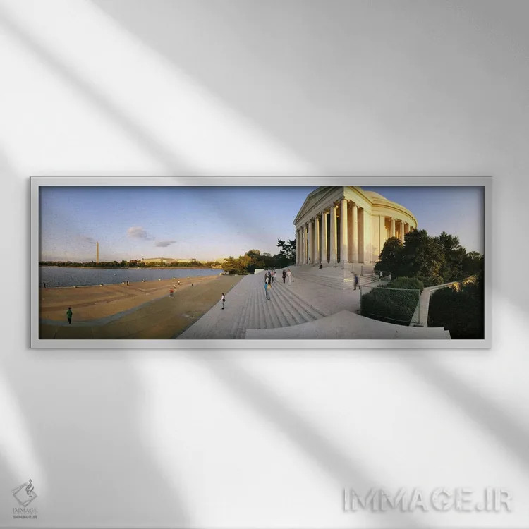تابلو دکوراتیو Potomac River, Washington DC, USA,بنای یادبود کنار رودخ… اثر پانورامیک ایمجز - نمای قابدار سفید