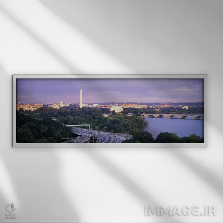 تابلو دکوراتیو Lincoln Memorial, Washington Monument, Capitol Building… اثر پانورامیک ایمجز - نمای قابدار سفید
