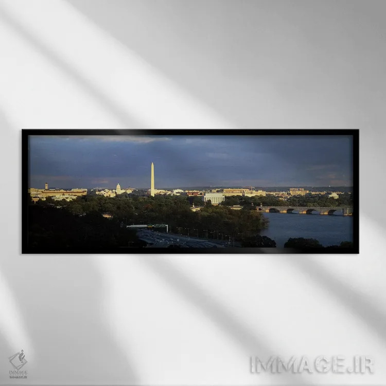 تابلو دکوراتیو Potomac River, Washington DC, USA,نمای زاویه بالا از یا… اثر پانورامیک ایمجز - نمای قابدار مشکی