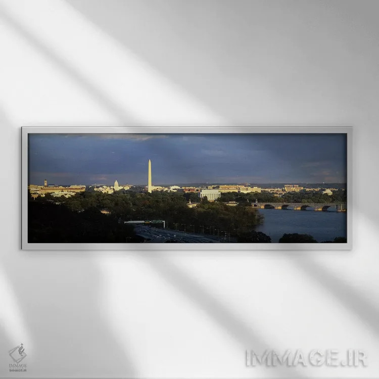 تابلو دکوراتیو Potomac River, Washington DC, USA,نمای زاویه بالا از یا… اثر پانورامیک ایمجز - نمای قابدار سفید