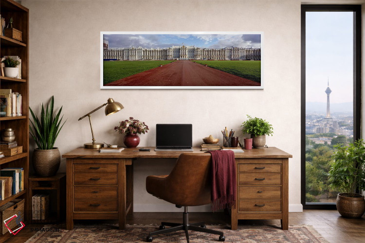 تابلو دکوراتیو Pushkin, St. Petersburg, Russia,جاده خاکی منتهی به کاخ… اثر پانورامیک ایمجز - D1W