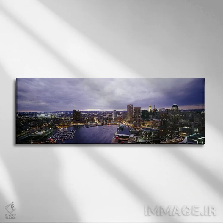 تابلو دکوراتیو Baltimore, Maryland, USA #2,ساختمان های روشن شده در گرگ… اثر پانورامیک ایمجز - نمای روبهرو روی دیوار