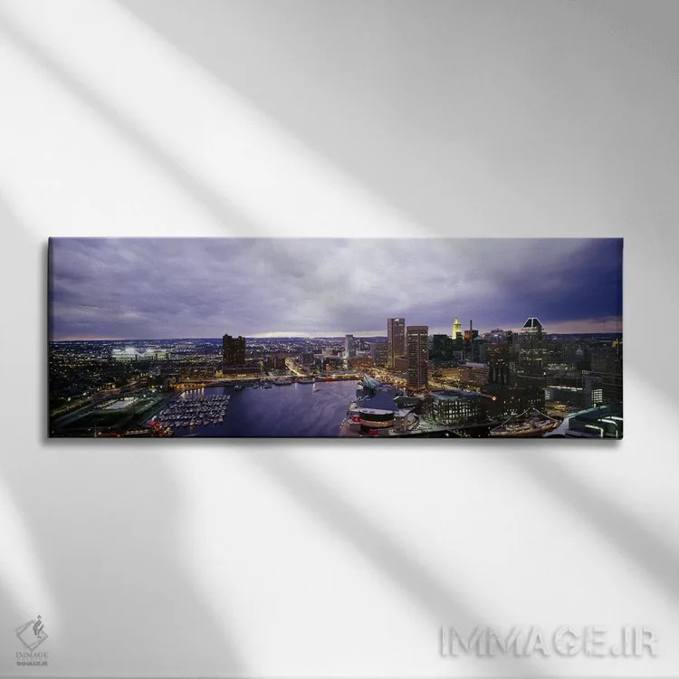 تابلو دکوراتیو Baltimore, Maryland, USA #2,ساختمان های روشن شده در گرگ… اثر پانورامیک ایمجز - نمای روبهرو روی دیوار