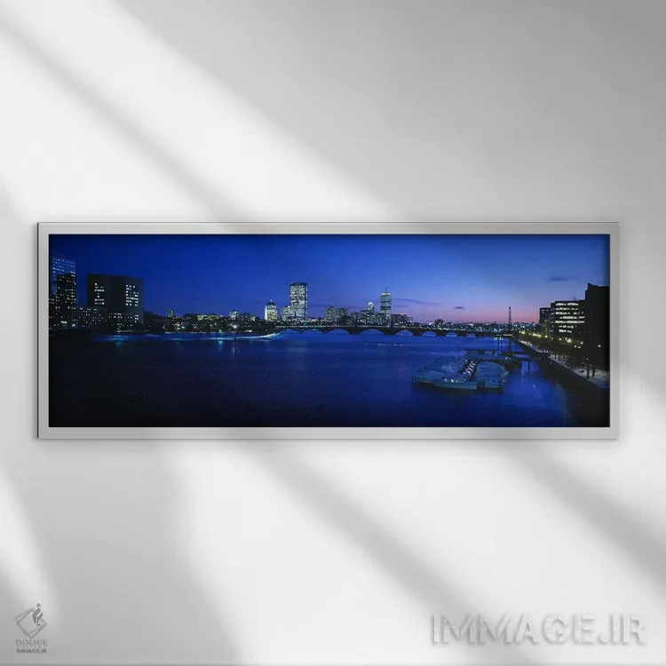 تابلو دکوراتیو Charles River, Boston, Massachusetts, USA,ساختمان های ر… اثر پانورامیک ایمجز - نمای قابدار سفید