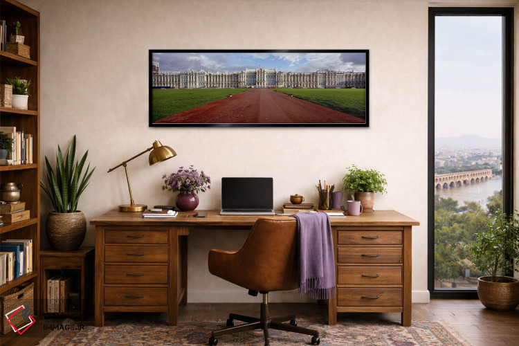 تابلو دکوراتیو Pushkin, St. Petersburg, Russia,جاده خاکی منتهی به کاخ… اثر پانورامیک ایمجز - D2B