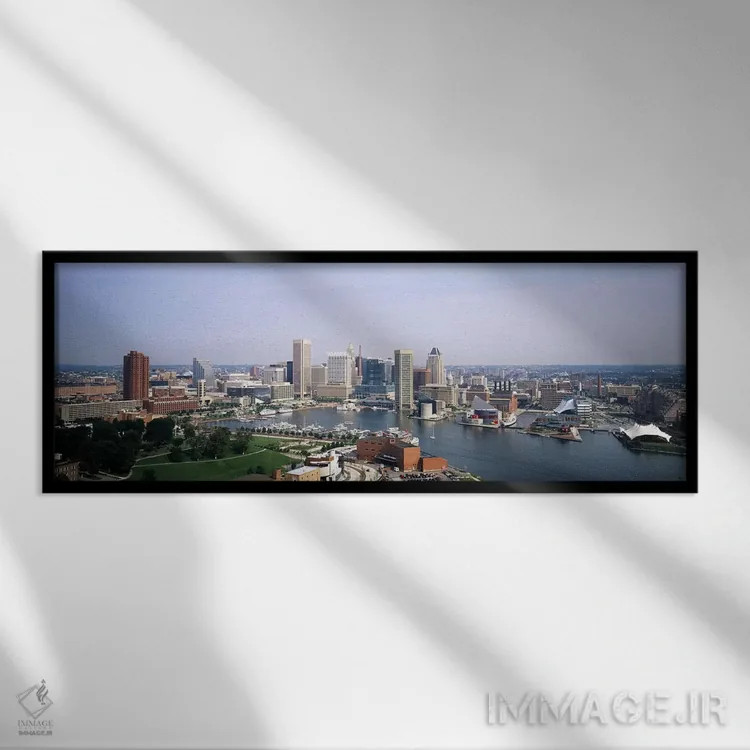 تابلو دکوراتیو Baltimore, Maryland, USA,آسمان خراش ها در یک شهر، بالتی… اثر پانورامیک ایمجز - نمای قابدار مشکی