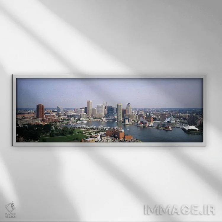 تابلو دکوراتیو Baltimore, Maryland, USA,آسمان خراش ها در یک شهر، بالتی… اثر پانورامیک ایمجز - نمای قابدار سفید
