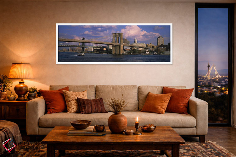 تابلو دکوراتیو East River, New York City, New York State, USA,قایق در… اثر پانورامیک ایمجز - D4W