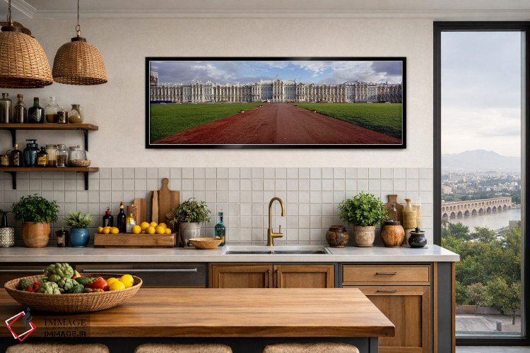 تابلو دکوراتیو Pushkin, St. Petersburg, Russia,جاده خاکی منتهی به کاخ… اثر پانورامیک ایمجز - D3B