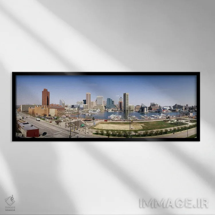 تابلو دکوراتیو Baltimore, Maryland, USA #2,آسمان خراش ها در یک شهر، با… اثر پانورامیک ایمجز - نمای قابدار مشکی