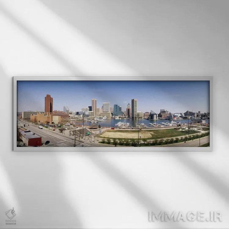 تابلو دکوراتیو Baltimore, Maryland, USA #2,آسمان خراش ها در یک شهر، با… اثر پانورامیک ایمجز - نمای قابدار سفید
