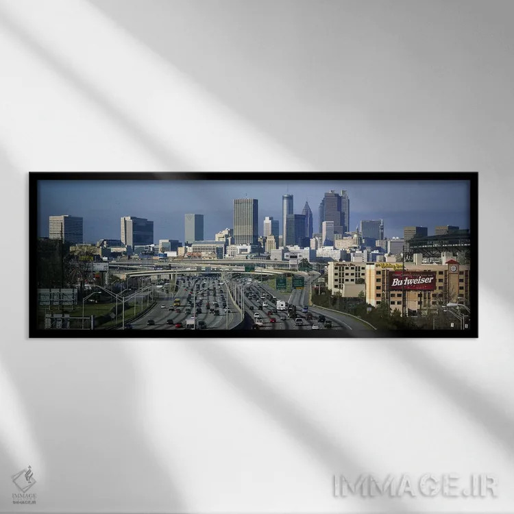 تابلو دکوراتیو Atlanta, Georgia, USA,نمای بالا از ترافیک بزرگراه، آتلا… اثر پانورامیک ایمجز - نمای قابدار مشکی