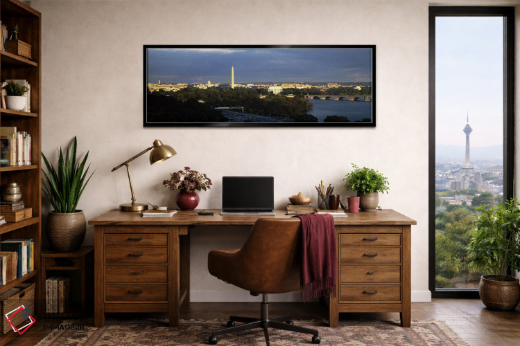 تابلو دکوراتیو Potomac River, Washington DC, USA,نمای زاویه بالا از یا… اثر پانورامیک ایمجز - D3B