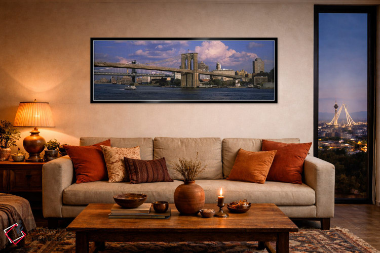 تابلو دکوراتیو East River, New York City, New York State, USA,قایق در… اثر پانورامیک ایمجز - D5B