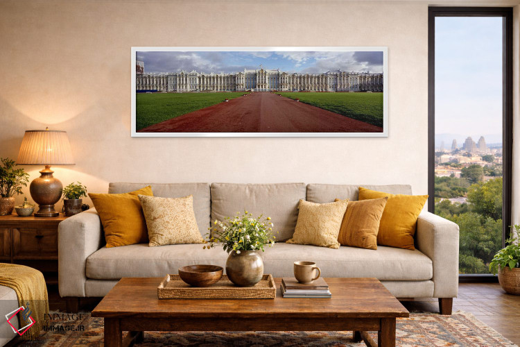 تابلو دکوراتیو Pushkin, St. Petersburg, Russia,جاده خاکی منتهی به کاخ… اثر پانورامیک ایمجز - D5W