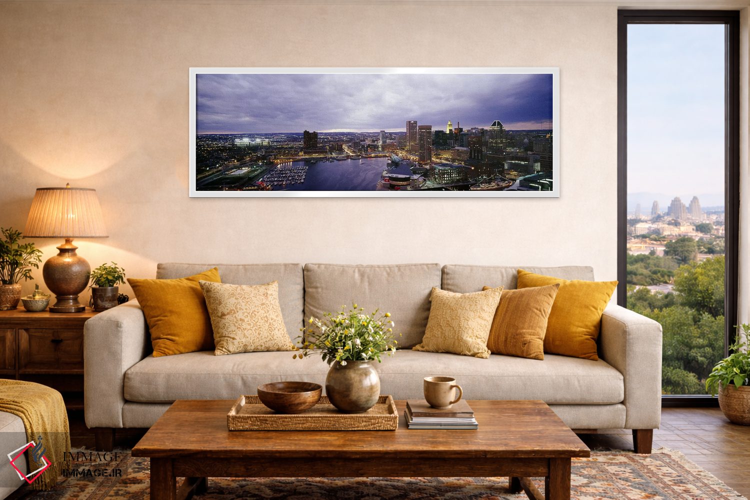 تابلو دکوراتیو Baltimore, Maryland, USA #2,ساختمان های روشن شده در گرگ… اثر پانورامیک ایمجز - D4W