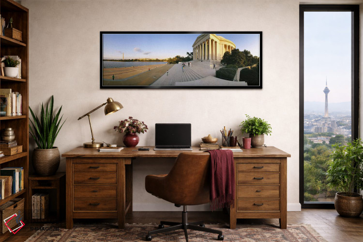تابلو دکوراتیو Potomac River, Washington DC, USA,بنای یادبود کنار رودخ… اثر پانورامیک ایمجز - D3B