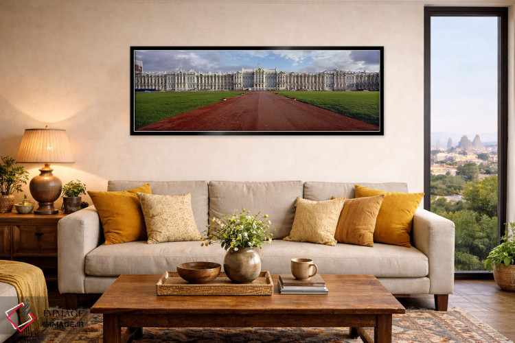 تابلو دکوراتیو Pushkin, St. Petersburg, Russia,جاده خاکی منتهی به کاخ… اثر پانورامیک ایمجز - D6B