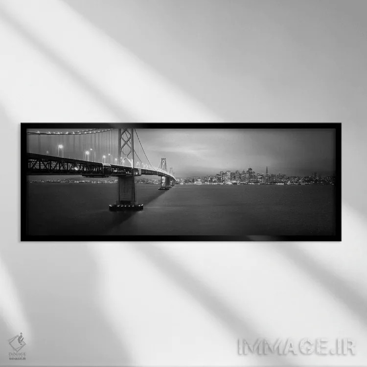 تابلو دکوراتیو San Francisco, California, USA,نمای پایین از پل معلق رو… اثر پانورامیک ایمجز - نمای قابدار مشکی