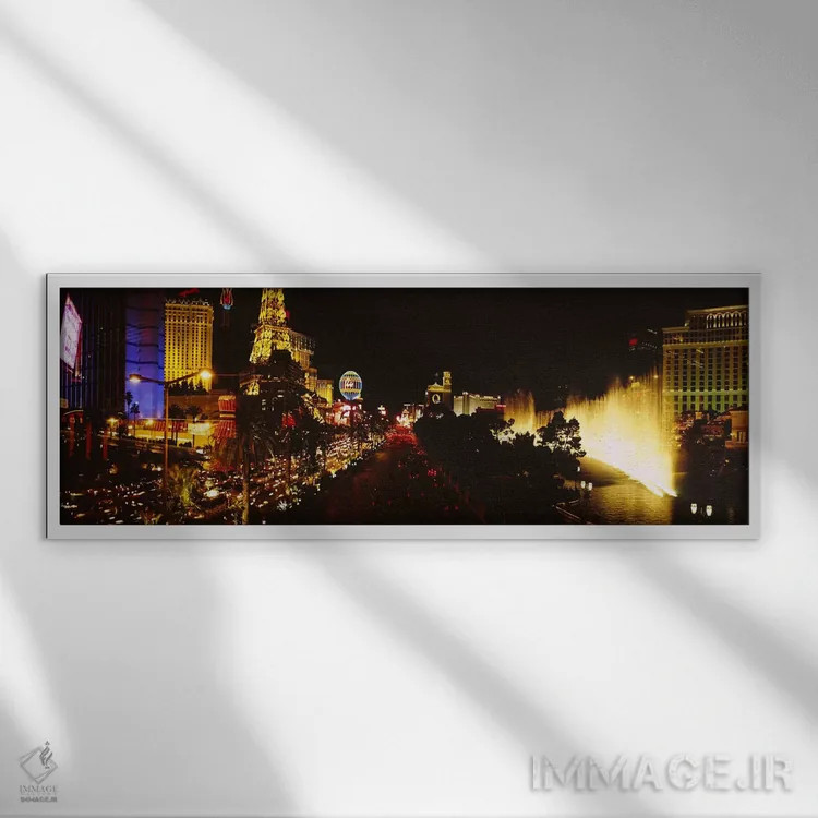 تابلو دکوراتیو Las Vegas, Nevada, USA #4,ساختمان های روشن شده در شب، ل… اثر پانورامیک ایمجز - نمای قابدار سفید