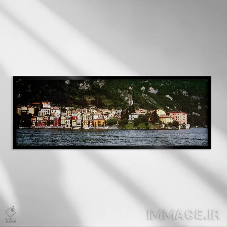 تابلو دکوراتیو Varenna, Lecco Province, Lombardy, Italy,اجتماع ساحلی د… اثر پانورامیک ایمجز - نمای قابدار مشکی