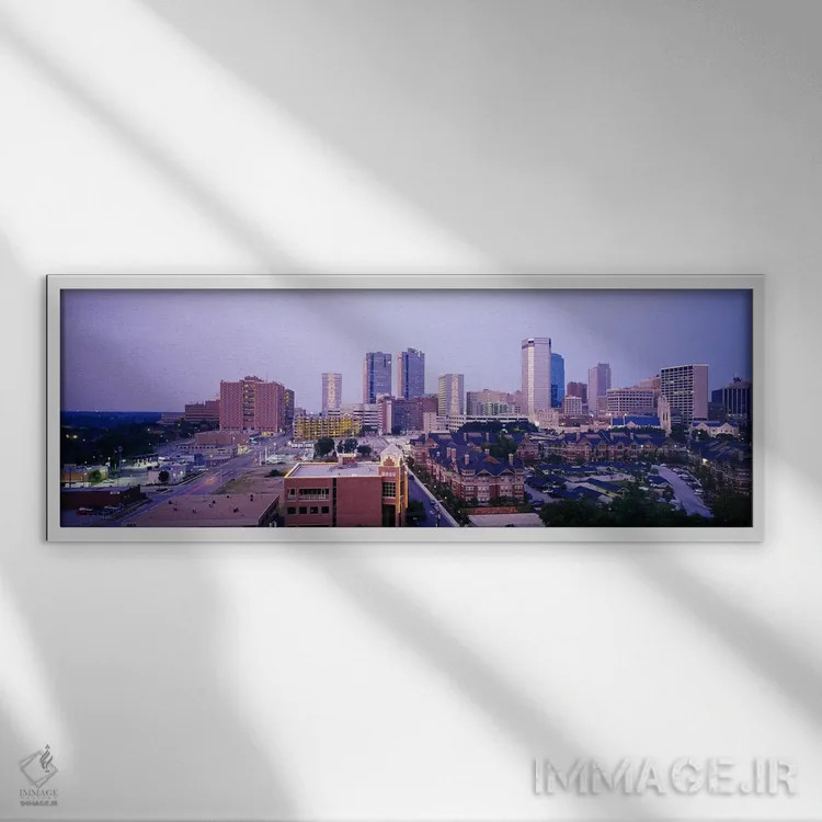 تابلو دکوراتیو Fort Worth, Texas, USA,آسمان خراش ها در شهری هنگام غروب… اثر پانورامیک ایمجز - نمای قابدار سفید
