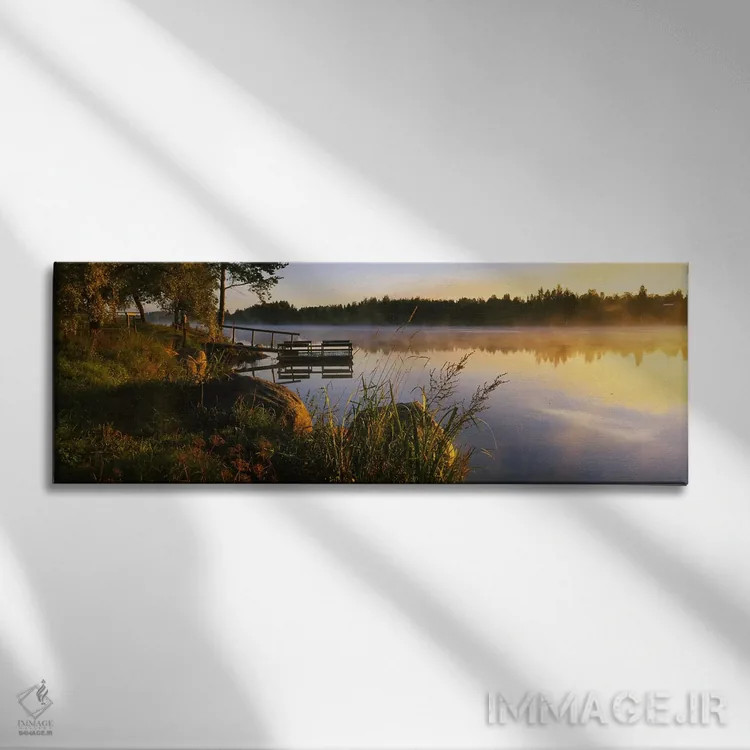 تابلو دکوراتیو Imatra, Finland,صبح مه آلود در امتداد رودخانه ووکسی، ای… اثر پانورامیک ایمجز - نمای روبهرو روی دیوار