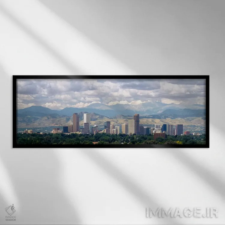 تابلو دکوراتیو Denver, Colorado, USA,ابرها بر فراز افق و کوه ها، دنور… اثر پانورامیک ایمجز - نمای قابدار مشکی