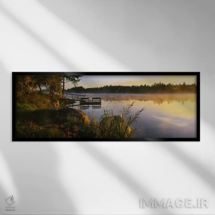 تابلو دکوراتیو Imatra, Finland,صبح مه آلود در امتداد رودخانه ووکسی، ای… اثر پانورامیک ایمجز - نمای قابدار مشکی