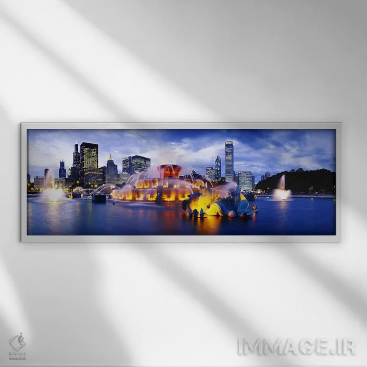 تابلو دکوراتیو Buckingham Fountain, Grant Park, Chicago, Illinois, USA… اثر پانورامیک ایمجز - نمای قابدار سفید
