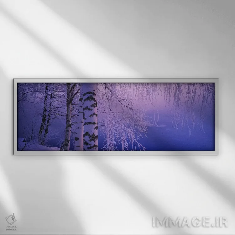 تابلو دکوراتیو Vuoksi River, Imatra, Finland,درخت غان در کنار رودخانه… اثر پانورامیک ایمجز - نمای قابدار سفید