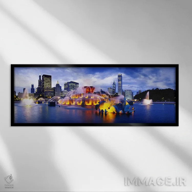 تابلو دکوراتیو Buckingham Fountain, Grant Park, Chicago, Illinois, USA… اثر پانورامیک ایمجز - نمای قابدار مشکی