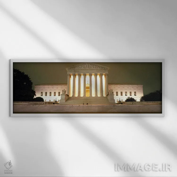 تابلو دکوراتیو Washington DC, USA,ساختمان دیوان عالی روشن شده در شب، و… اثر پانورامیک ایمجز - نمای قابدار سفید