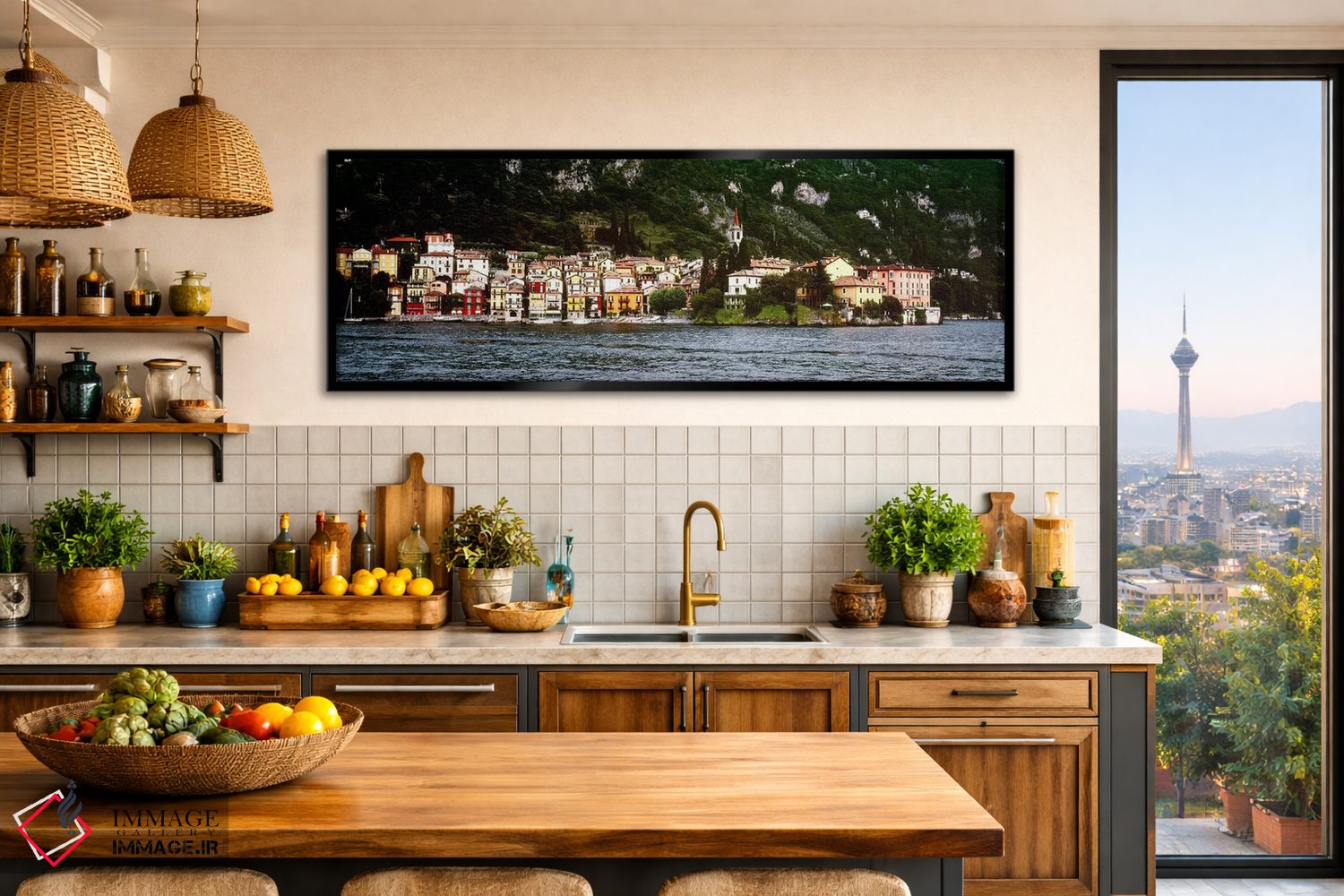 تابلو دکوراتیو Varenna, Lecco Province, Lombardy, Italy,اجتماع ساحلی د… اثر پانورامیک ایمجز - D2B