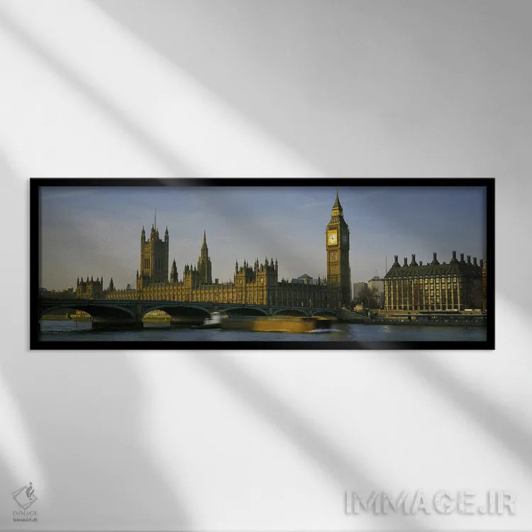 تابلو دکوراتیو Westminster Bridge & Portcullis House, London, England… اثر پانورامیک ایمجز - نمای قابدار مشکی