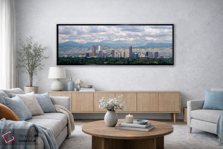 تابلو دکوراتیو Denver, Colorado, USA,ابرها بر فراز افق و کوه ها، دنور… اثر پانورامیک ایمجز - D4B