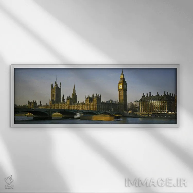 تابلو دکوراتیو Westminster Bridge & Portcullis House, London, England… اثر پانورامیک ایمجز - نمای قابدار سفید