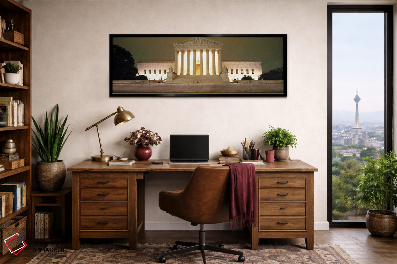 تابلو دکوراتیو Washington DC, USA,ساختمان دیوان عالی روشن شده در شب، و… اثر پانورامیک ایمجز - D3B