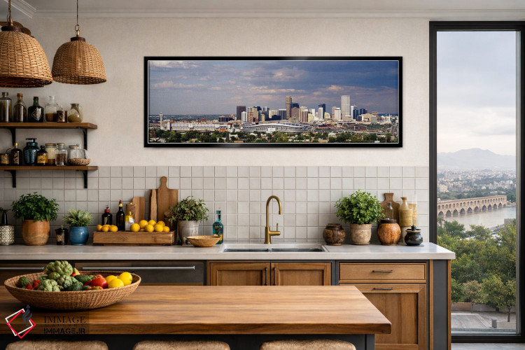 تابلو دکوراتیو Denver, Colorado, USA,خط افق با استادیوم اینوسکو، دنور… اثر پانورامیک ایمجز - D4B