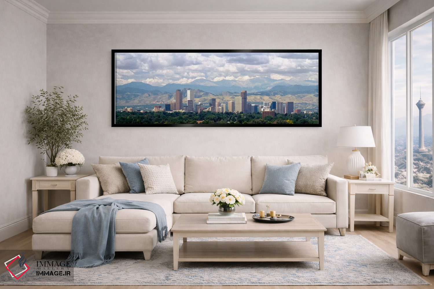 تابلو دکوراتیو Denver, Colorado, USA,ابرها بر فراز افق و کوه ها، دنور… اثر پانورامیک ایمجز - D6B