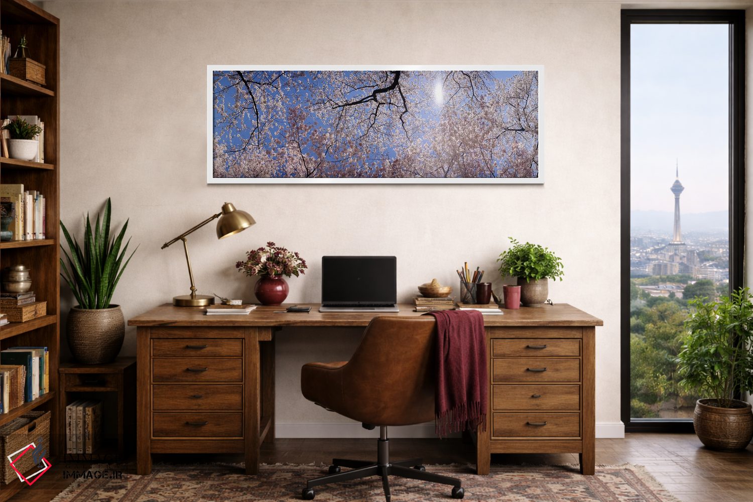 تابلو دکوراتیو USA,نمای پایین از درختان شکوفه گیلاس، واشنگتن دی سی، آم… اثر پانورامیک ایمجز - D1W