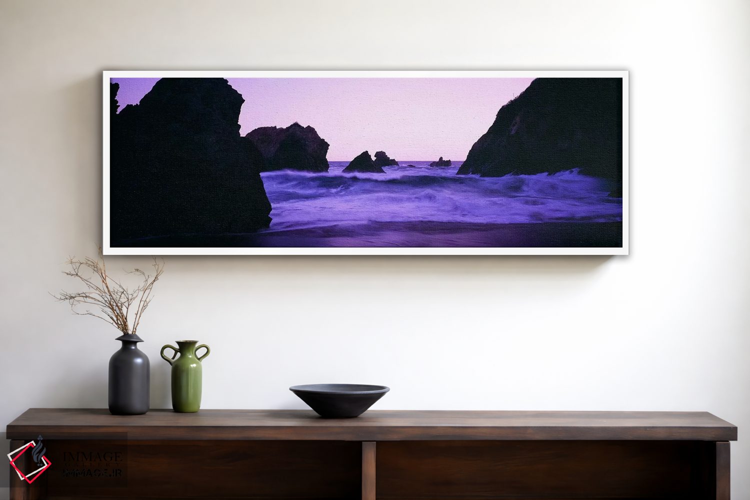 تابلو دکوراتیو Santa Cruz Coast, California, USA,امواج کوباننده زیر گر… اثر پانورامیک ایمجز - D1W