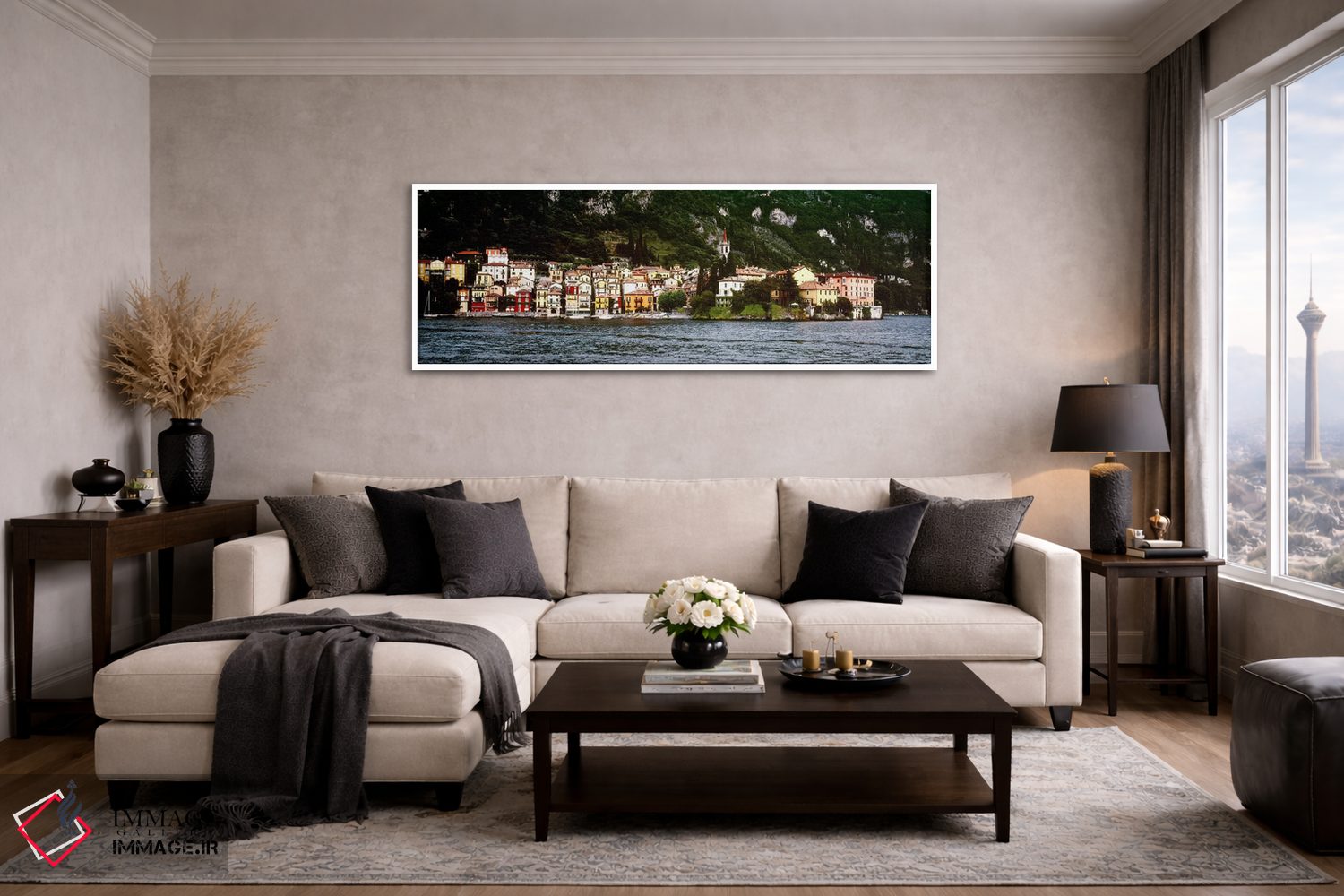 تابلو دکوراتیو Varenna, Lecco Province, Lombardy, Italy,اجتماع ساحلی د… اثر پانورامیک ایمجز - D5W