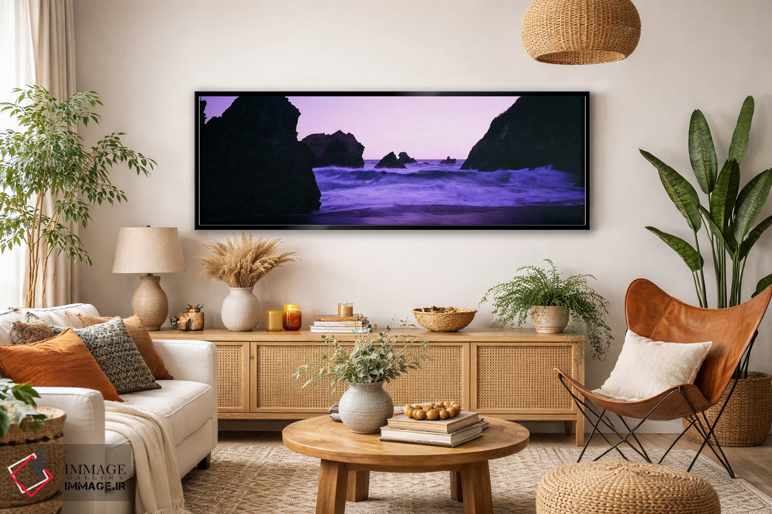 تابلو دکوراتیو Santa Cruz Coast, California, USA,امواج کوباننده زیر گر… اثر پانورامیک ایمجز - D4B