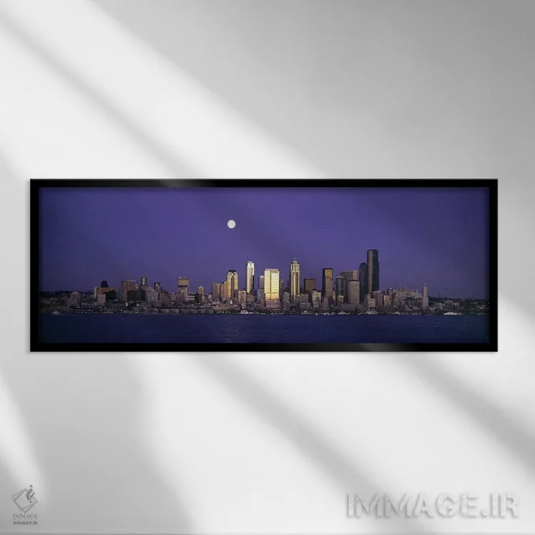 تابلو دکوراتیو Elliott Bay, Seattle, King County, Washington State, US… اثر پانورامیک ایمجز - نمای قابدار مشکی