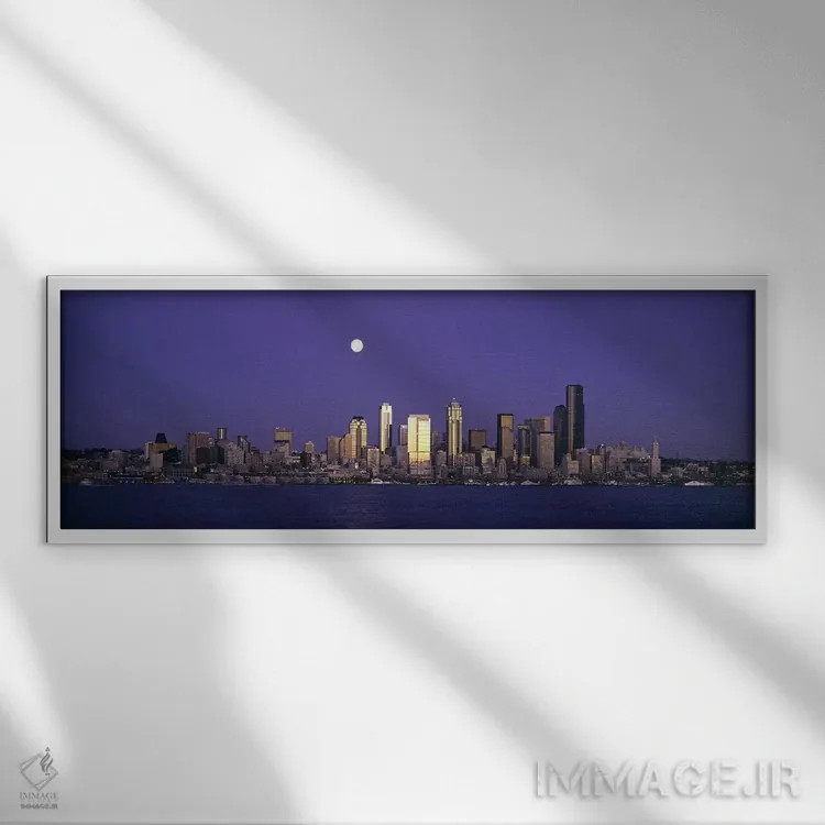 تابلو دکوراتیو Elliott Bay, Seattle, King County, Washington State, US… اثر پانورامیک ایمجز - نمای قابدار سفید