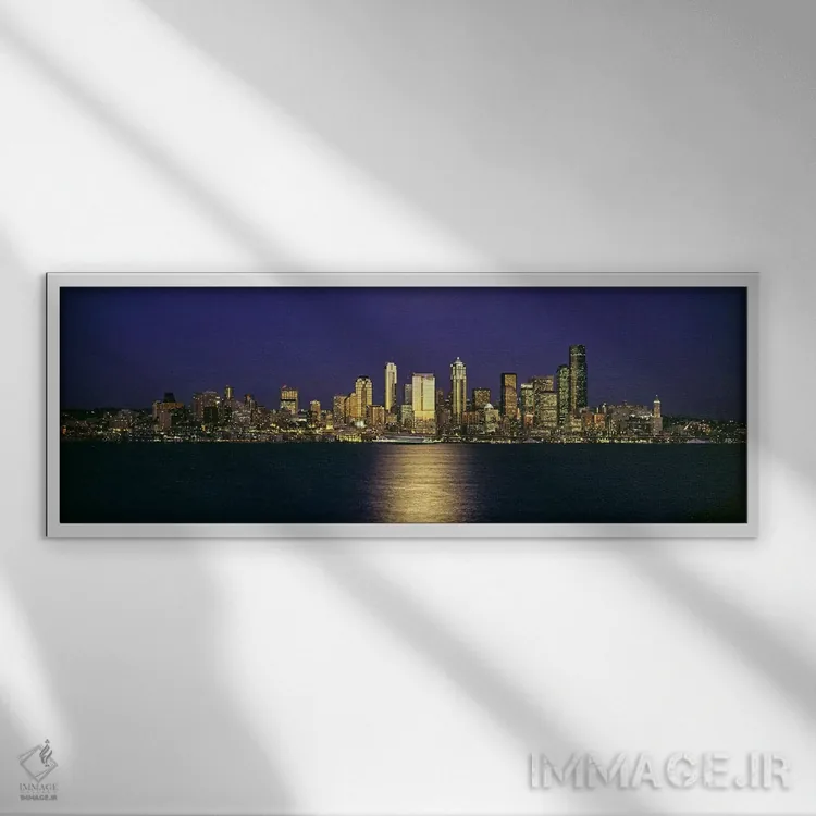 تابلو دکوراتیو Elliott Bay, Seattle, King County, Washington State, US… اثر پانورامیک ایمجز - نمای قابدار سفید